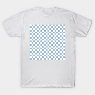 Wonky Checkerboard, White and Blue T-Shirt